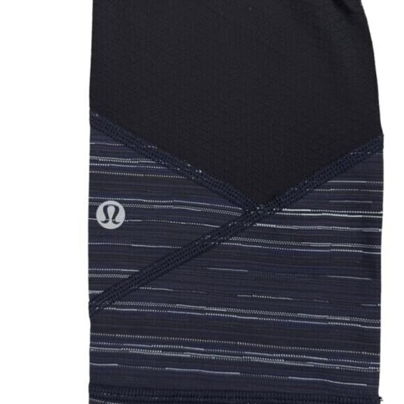 LULULEMON Pace Rival Crop Leggings Cyber Stripe Naval Blue Black Womens Size 4 - Picture 11 of 12